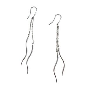 Sterling Silver Elegant Chain & Wavy Dangle Earrings | SZ 3.5"